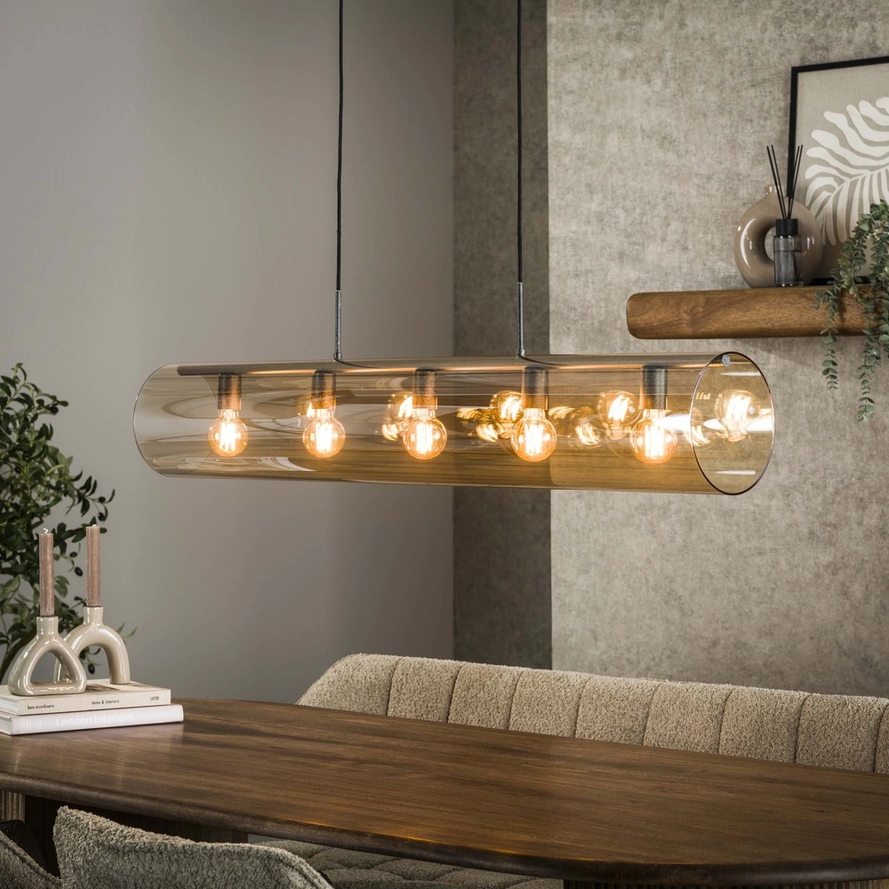 Lampe suspendue en verre Tube 120 cm - verre ambré