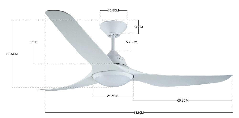 Ventilateur de plafond élégant avec lampe Mariner Ø 143cm IP55 Beacon 9333509136781