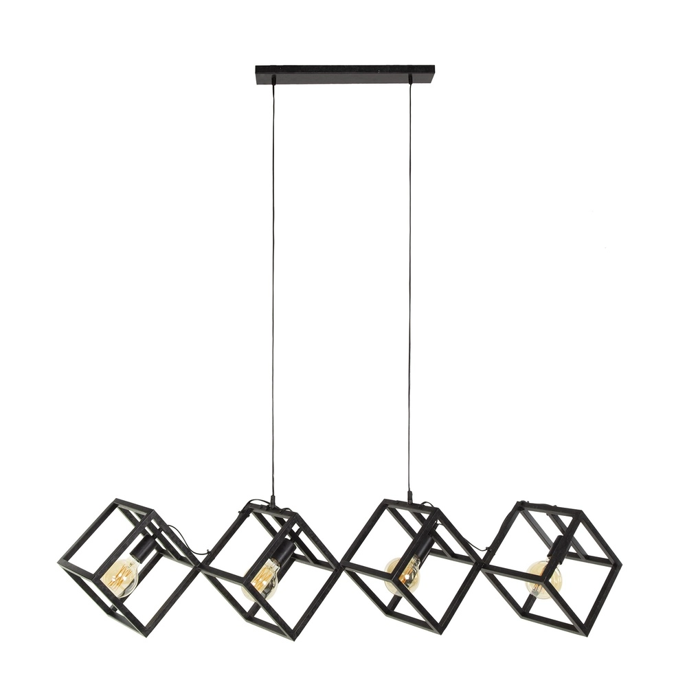 Lampe pendante moderne Cube 4x E27 - charbon de bois Lyora 8716803512771
