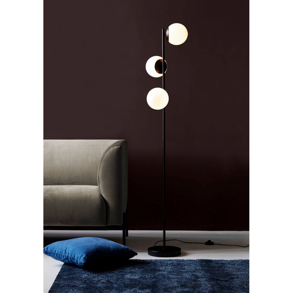 Lampadaire Lilly 3 lumières noires avec sphère blanche Nordlux 5701581459182