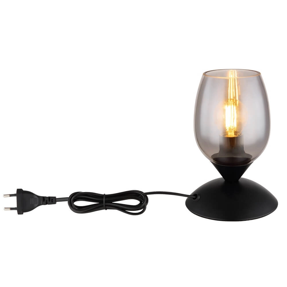 Lampe de table Kuwaita noir avec verre fumé Globo 9007371452989