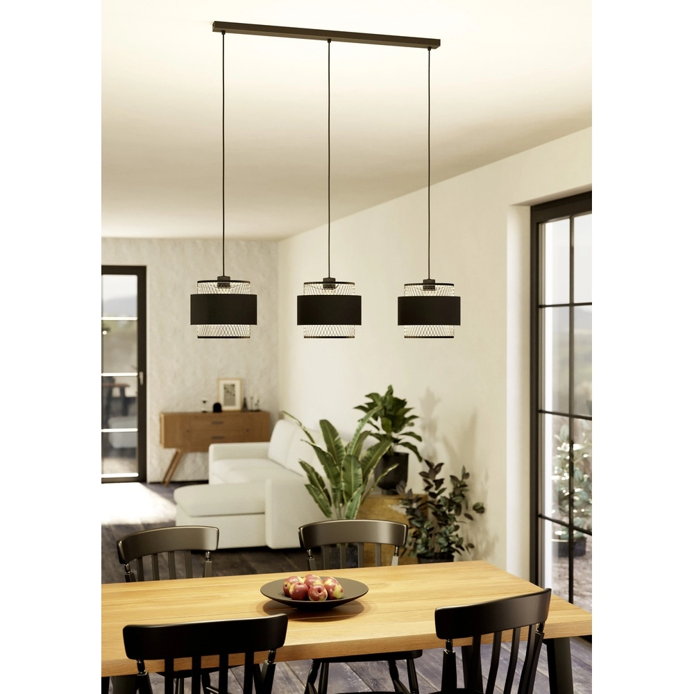 Lampe pendante noire Bazely 3L - Ø 23cm Eglo 9002759436698