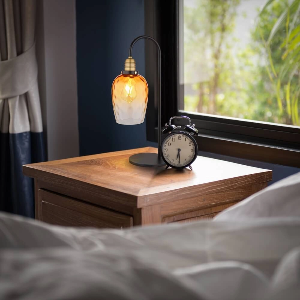 Lampe de table Salvy Nid d’abeille en verre ambré Globo 9007371454600