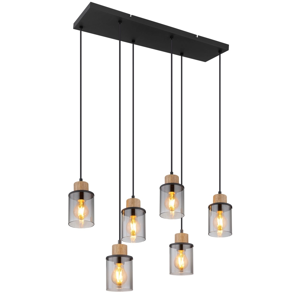 Lampe suspendue à 6 lampes Reid Noir