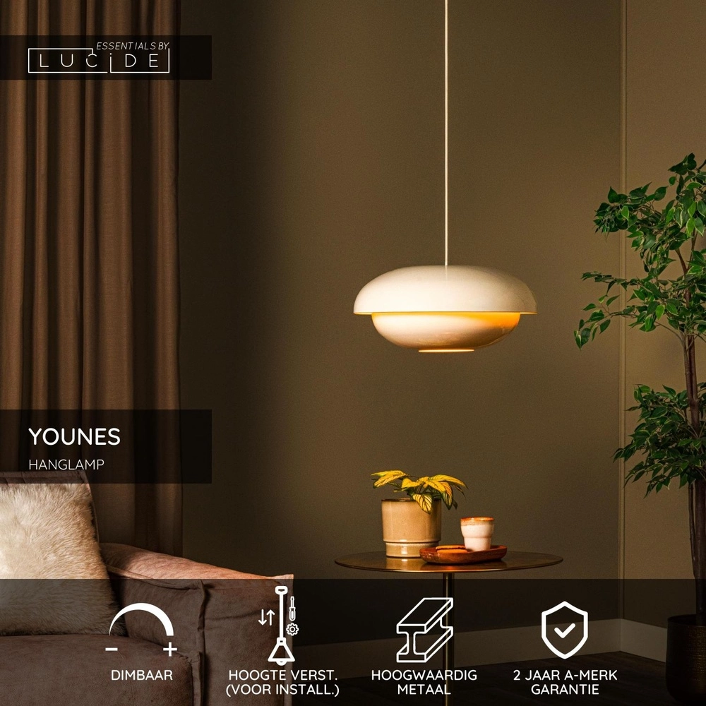 Lampe suspendue Younes Ø crème de 40 cm Lucide 5411212650177