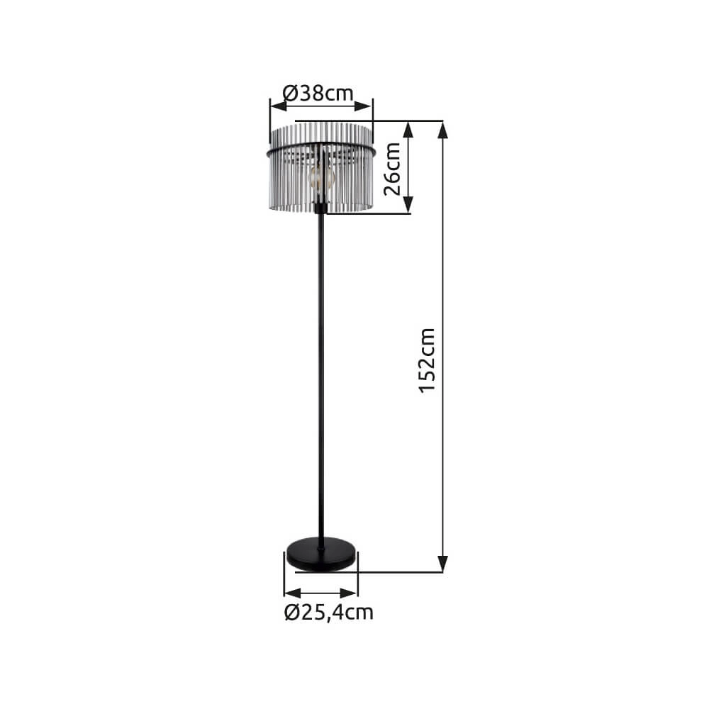 Lampadaire noir Gorley avec verre fumé Ø 38cm Globo 9007371451180