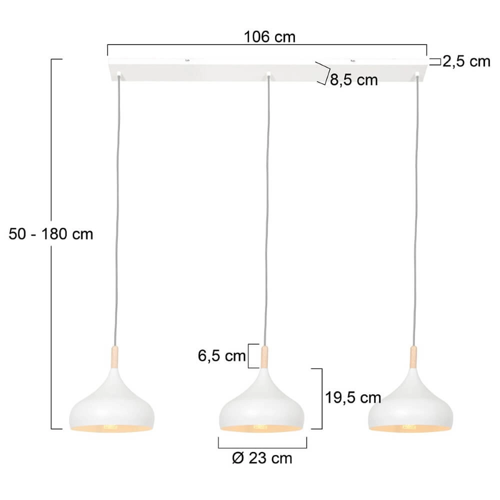 Lampe suspendue pour salle à manger White Veneer Steinhauer 8712746146745