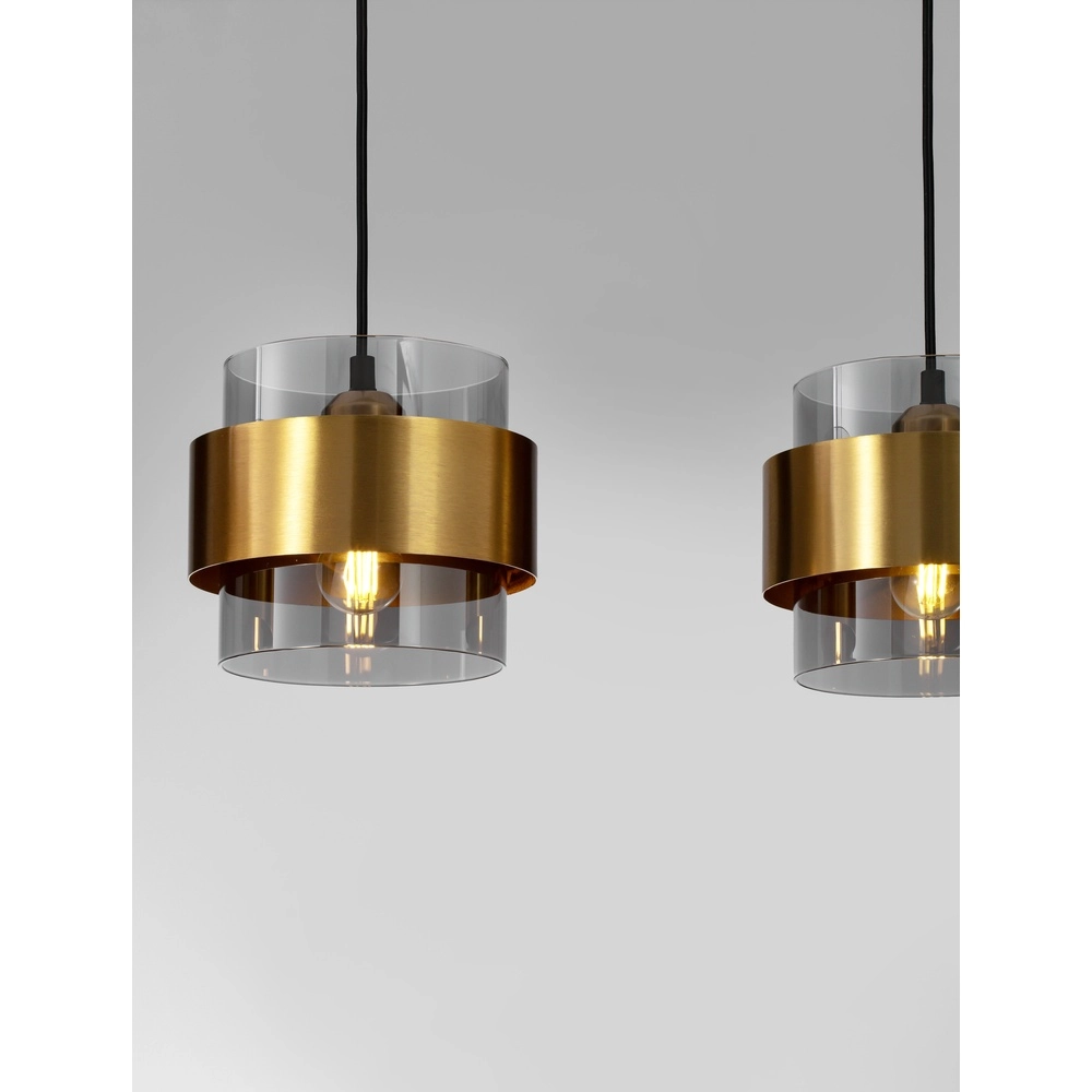 Suspension Sianna 4 lumières droites noir et or Lyora 5212017445421