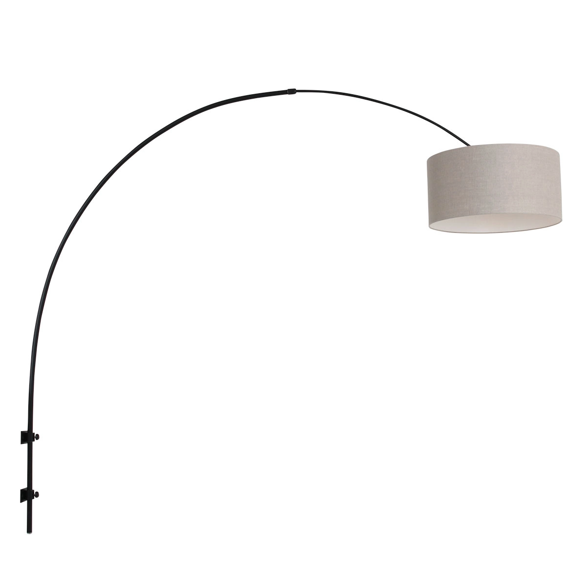 Lampe à arc murale Sparkled noir avec abat-jour taupe Lampe à arc murale Sparkled noir avec abat-jour taupe