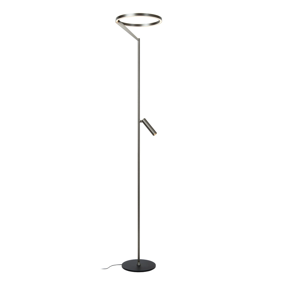 Lampe de pied élégante avec lampe de lecture Applause Métal brossé - LED