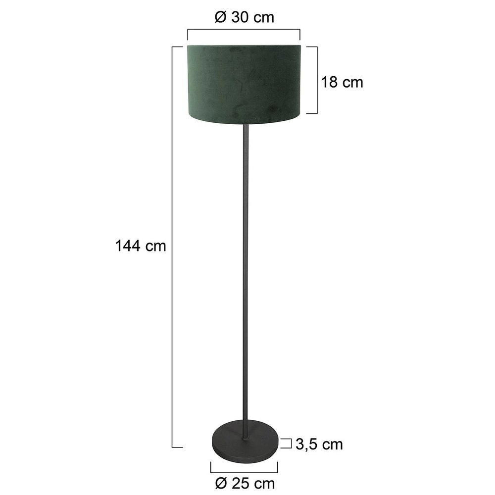 Lampadaire noir Noor avec capot vert Steinhauer 8712746182408