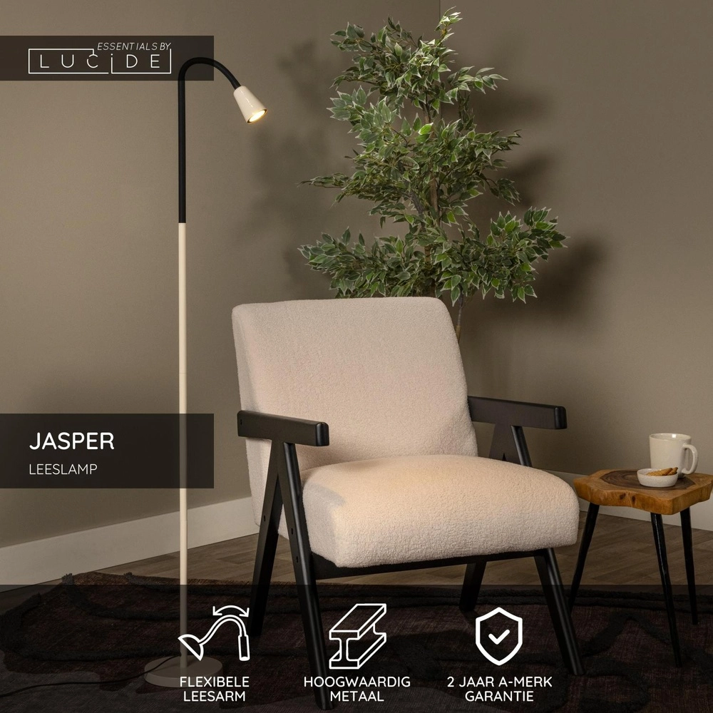 Lampe de lecture Jasper brun sable Lucide 5411212650320