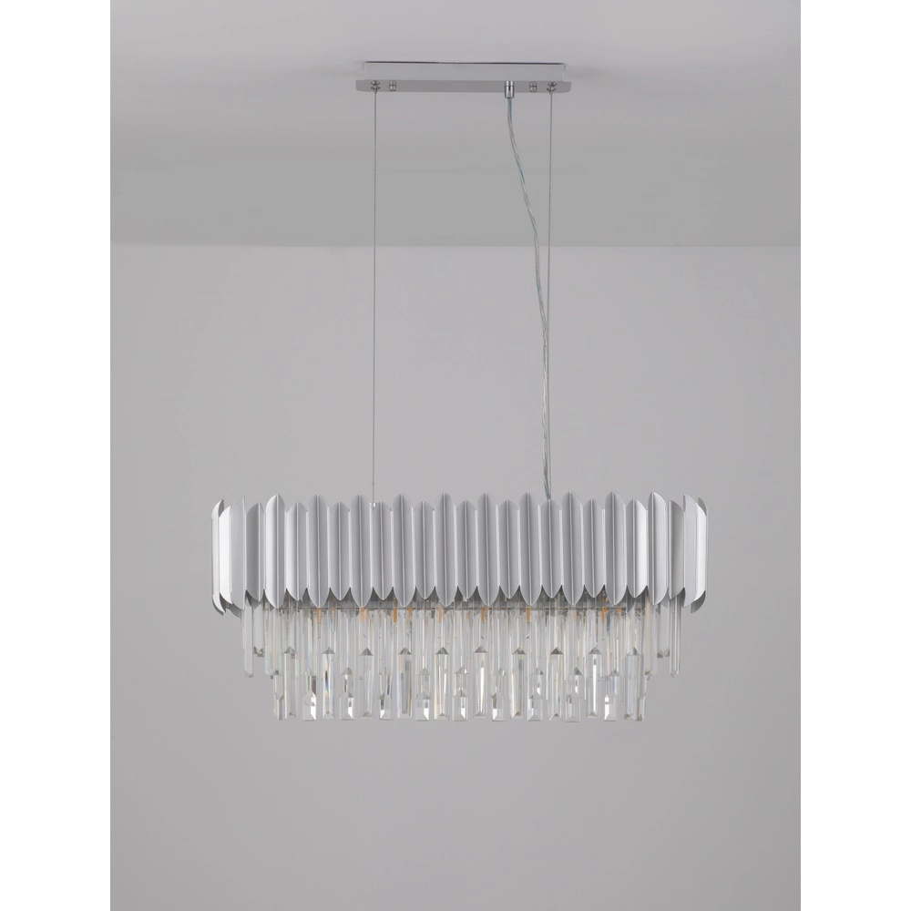 Suspension Magnolia chrome allongé et cristal Lyora 5212017434975