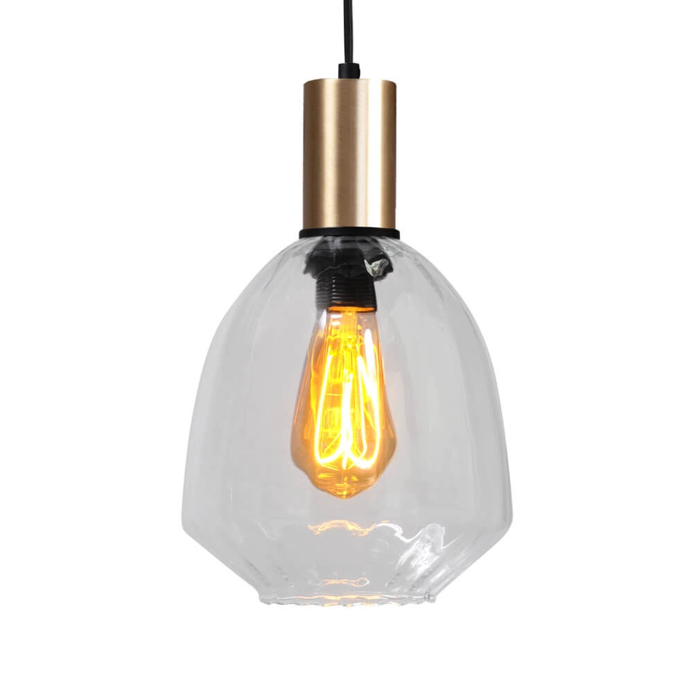 Lampe suspendue dorée Porto avec verre clair Nicolette - Ø 20cm