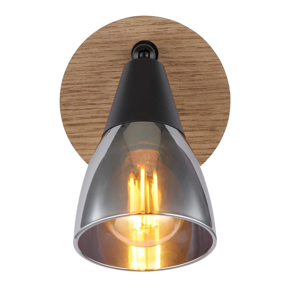 Lampe murale Mubby noir avec un aspect bois Globo 9007371457854