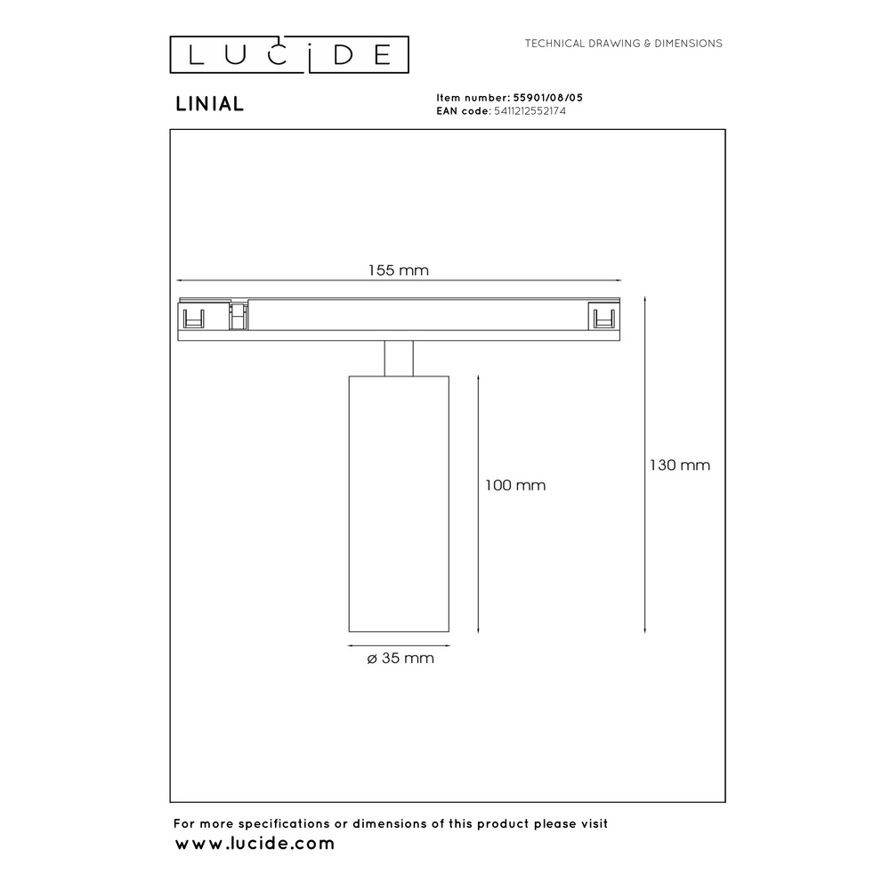 Spot sur piste monophasée Linial Bix Champagne Premium by Lucide 5411212552174