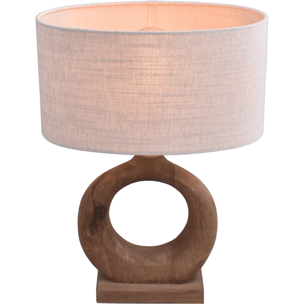 Lampe de table Japandi Woodie Round 35 cm - bois avec naturel