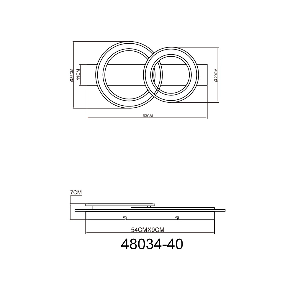 Lampe de plafond à design Jayden Anneaux anthracite 2 Globo 9007371453054