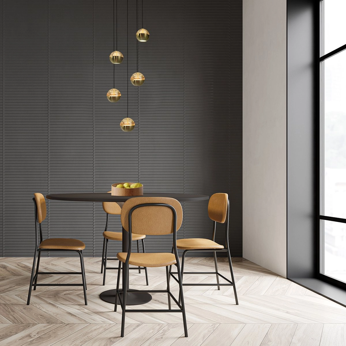 Lampe suspendue vide à 5 lumières Belluno LED - laiton or avec verre Steinhauer 8712746183870