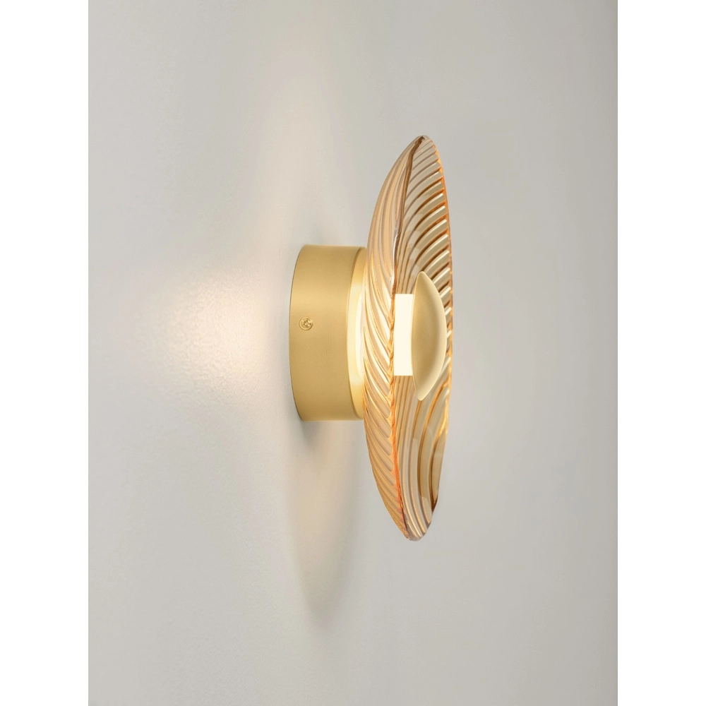 Lampe murale Lavina or avec verre ambré Ø 25cm Lyora 5212063501416