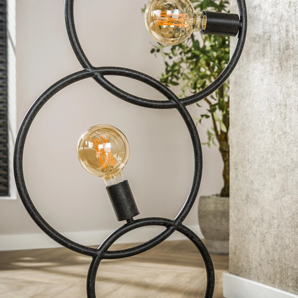 Lampadaire de conception Loop noir - 3x E27 Lyora 8716803511040