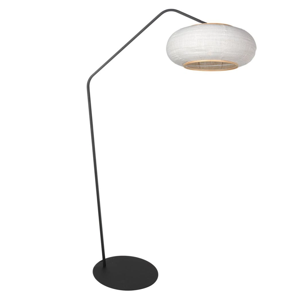 Lampe sur pied noire Zig-Zag avec une teinte blanche Ø60cm