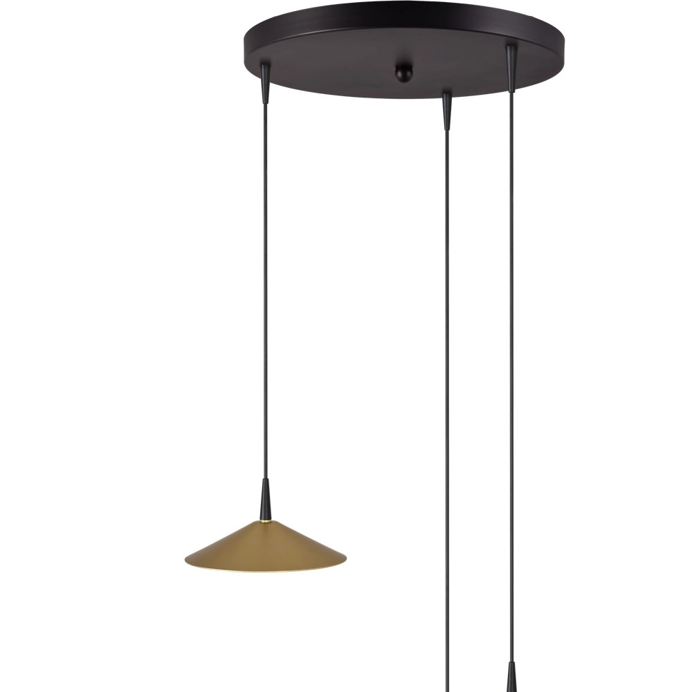 Lampe pendante à 3 lampes Ceppo noir avec or Ø rond 18cm Masterlight 8718121358611