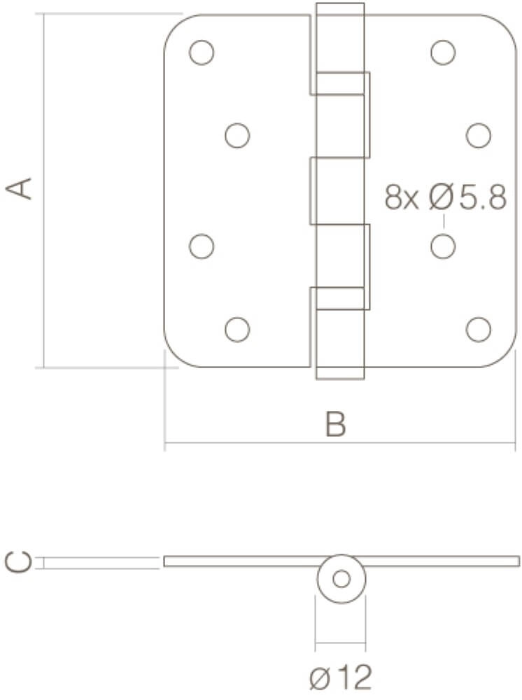 Charnière à roulement à billes Rotura Acier inoxydable arrondi jusqu’à 100 kg Intersteel 8714186039984