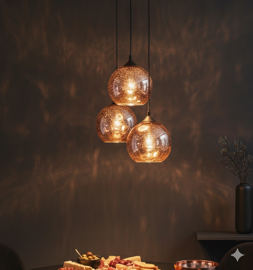 Suspension Blaze Verre cuivré à 3 lumières