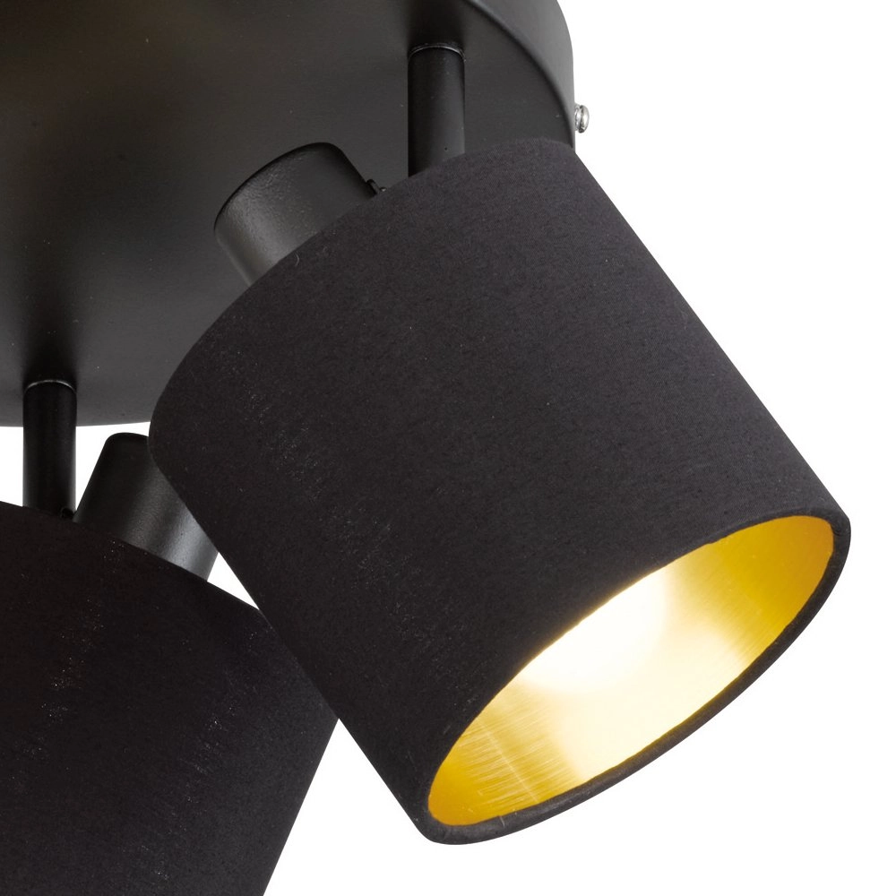 Spot de plafond Tommy 3 lumières noir avec or Trio 4017807388961