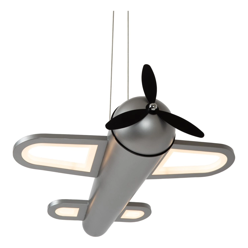 Lampe suspendue pour la chambre des enfants Fokker Gris métallique d’avion Lucide 5411212771520