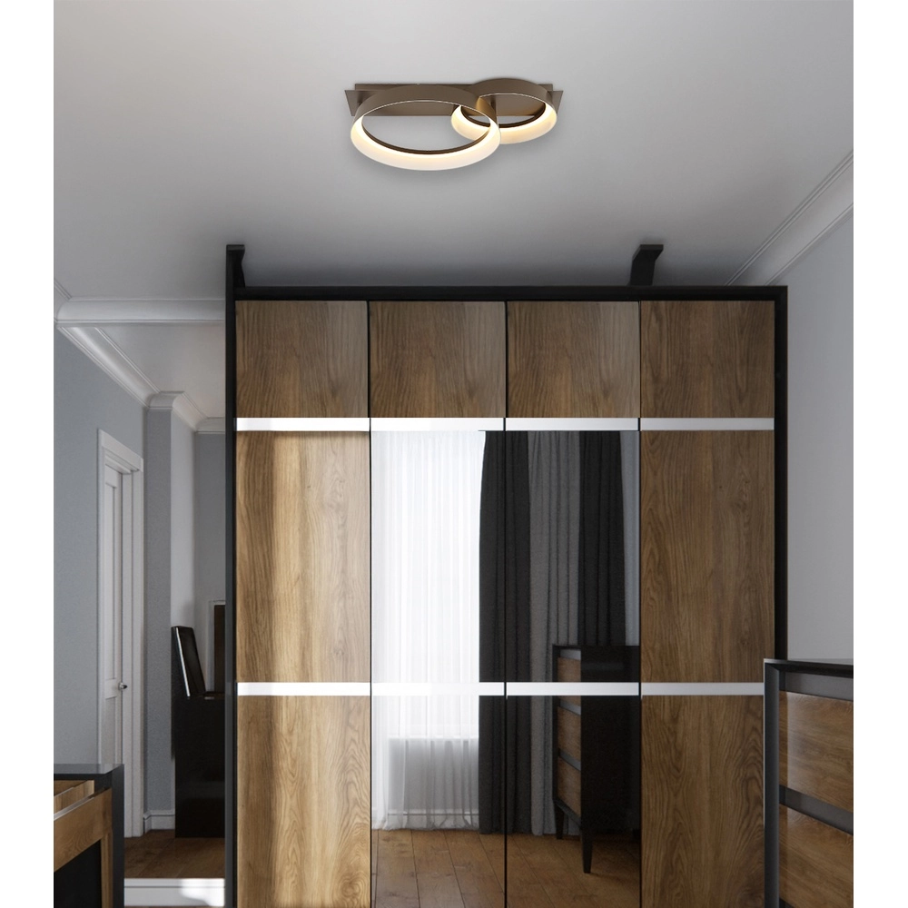 Lampe de plafond élégante Syrakus Café brun 2 anneaux Globo 9007371573080