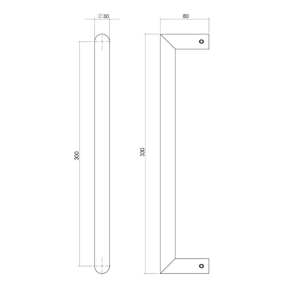 Poignée de porte droite Gripon Acier inoxydable 33cm Intersteel 8714186465172