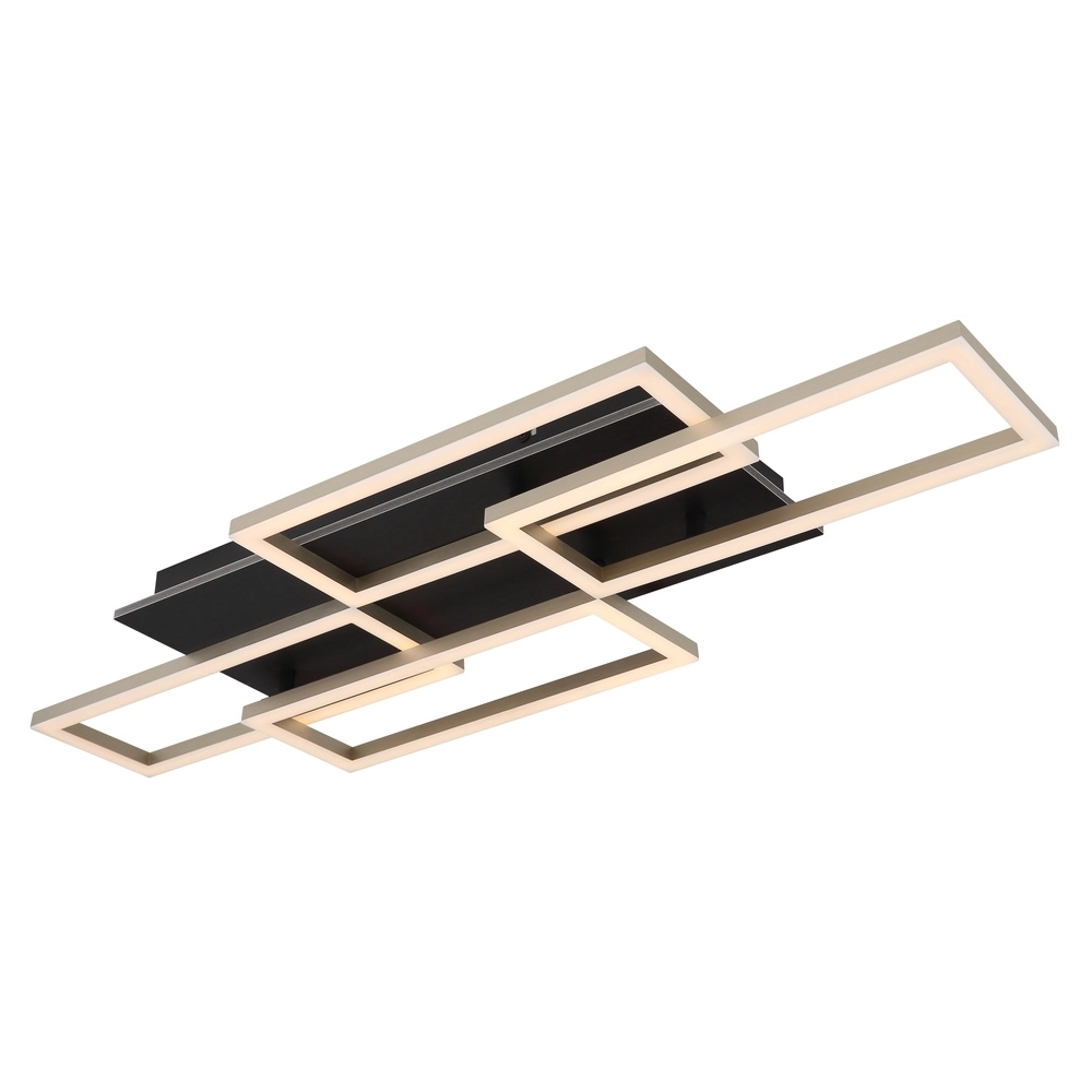 Lampe de plafond à design Jeffry noir avec brun sable Globo 9007371522835