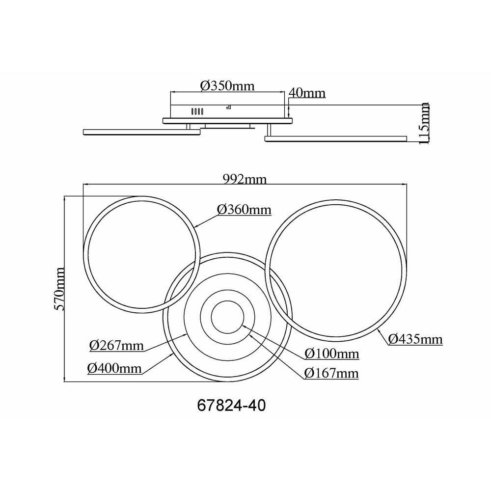 Lampe de plafond à design Miles 99,2 cm Globo 9007371589722