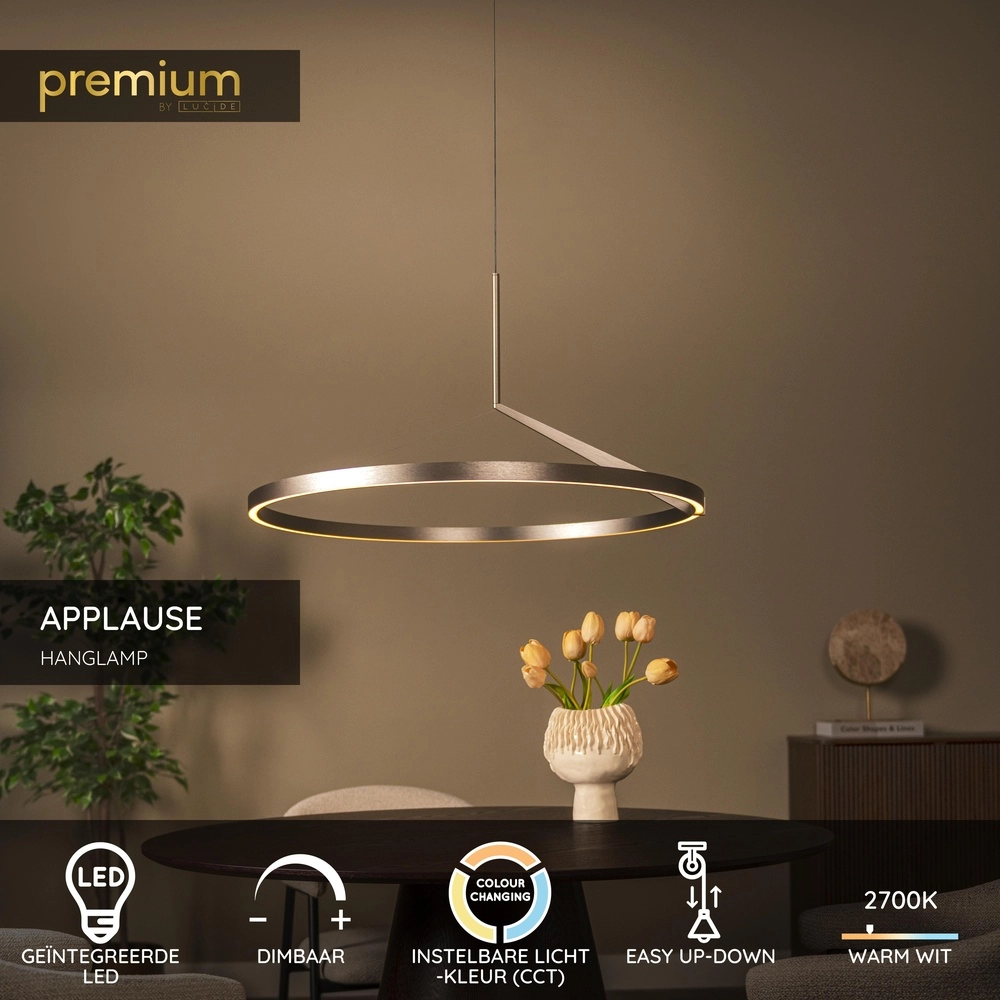 Suspension LED élégante Applause Métal brossé - Ø 80cm Premium by Lucide 5411212221841