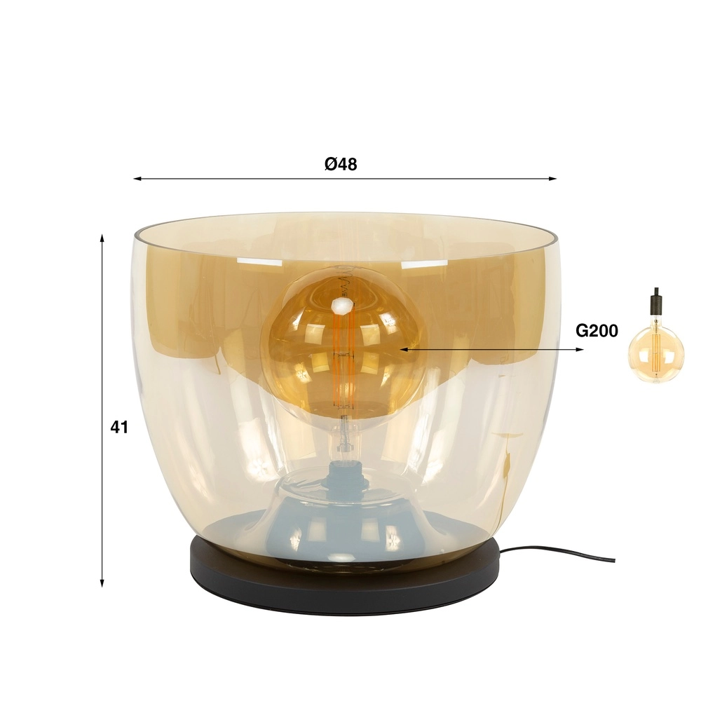Lampe sur pied en verre ambré UP Ø 48cm - 41cm de hauteur Lyora 8716803512641