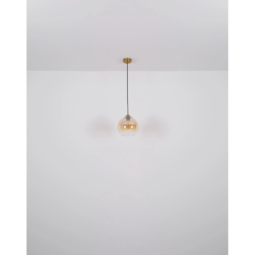 Lampe pendante dorée Jamessa 3 lumières avec verre ambré Globo 9007371444687