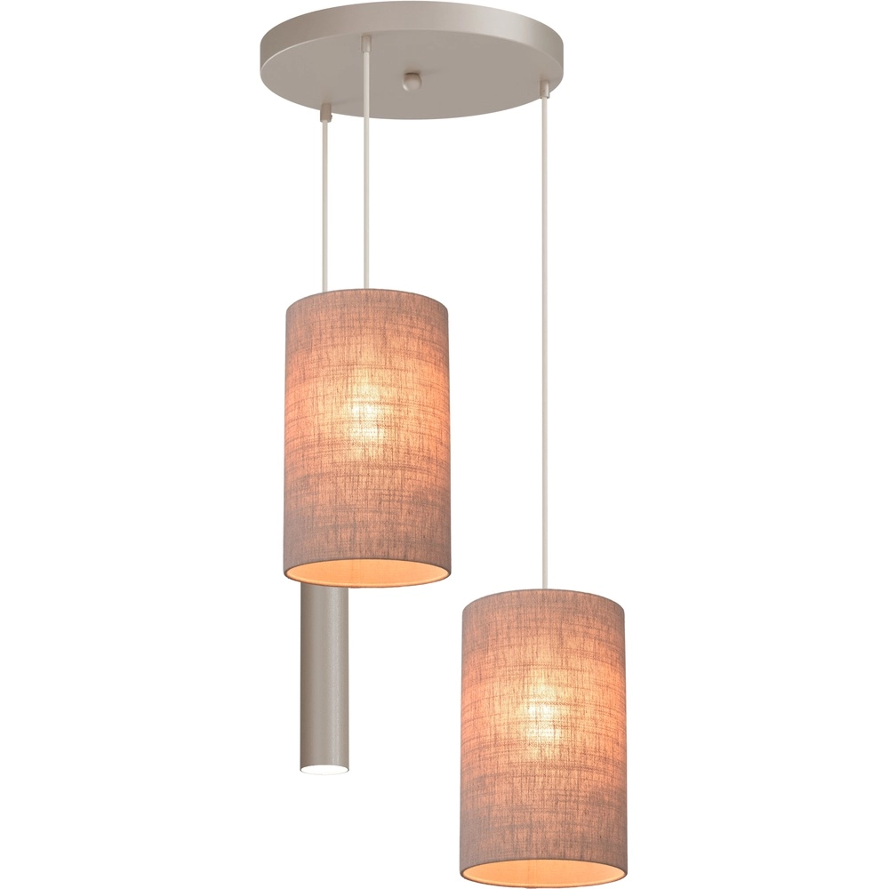 Lampe pendante à 3 lampes Lisbourg Terra beige avec teinte gris beige