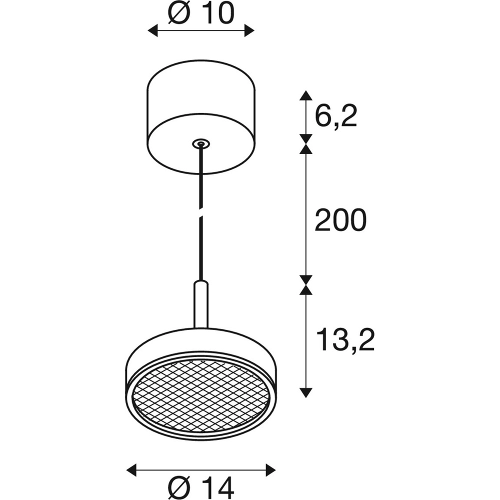 Suspension Grip! Flat blanc avec noir Ø 14cm SLV 4024163304245
