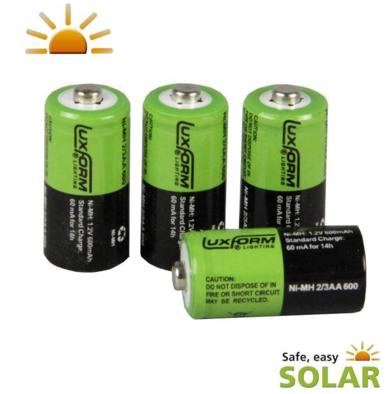 Batterie rechargeable 4X 600 MAH 2/3AA NIMH 1,2V pour lampes solaires Luxform 715467099565