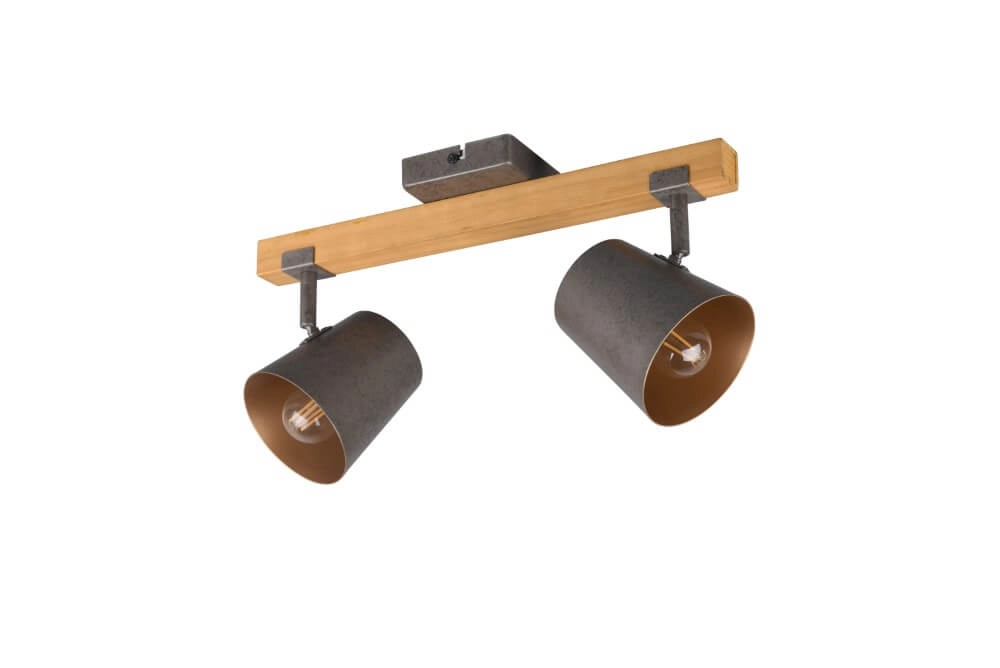 Place Bell 2 lumières gris antique avec bois Place Bell 2 lumières gris antique avec bois