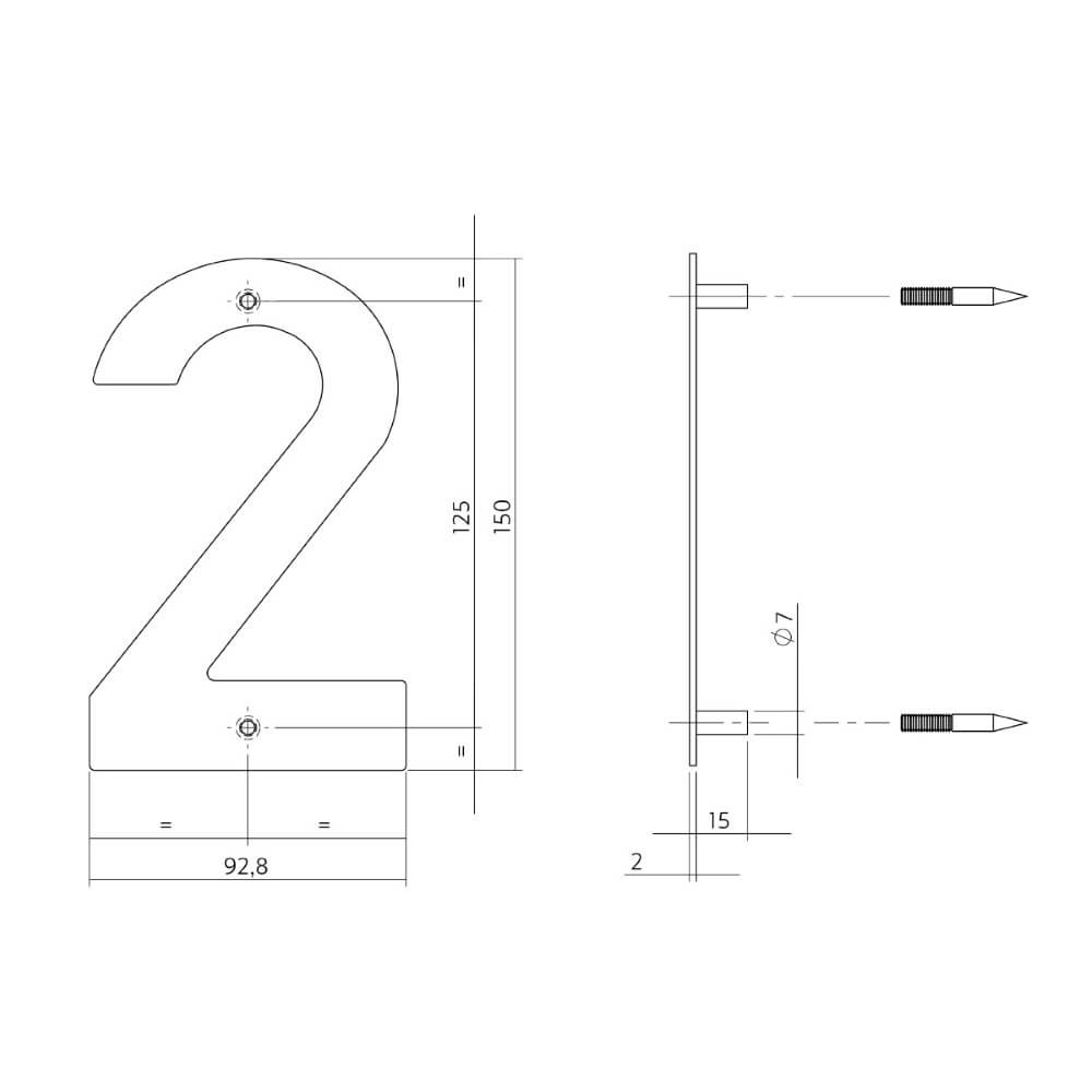 Maison numéro 2 Numbra Acier inoxydable 150x2mm Intersteel 8714186126714