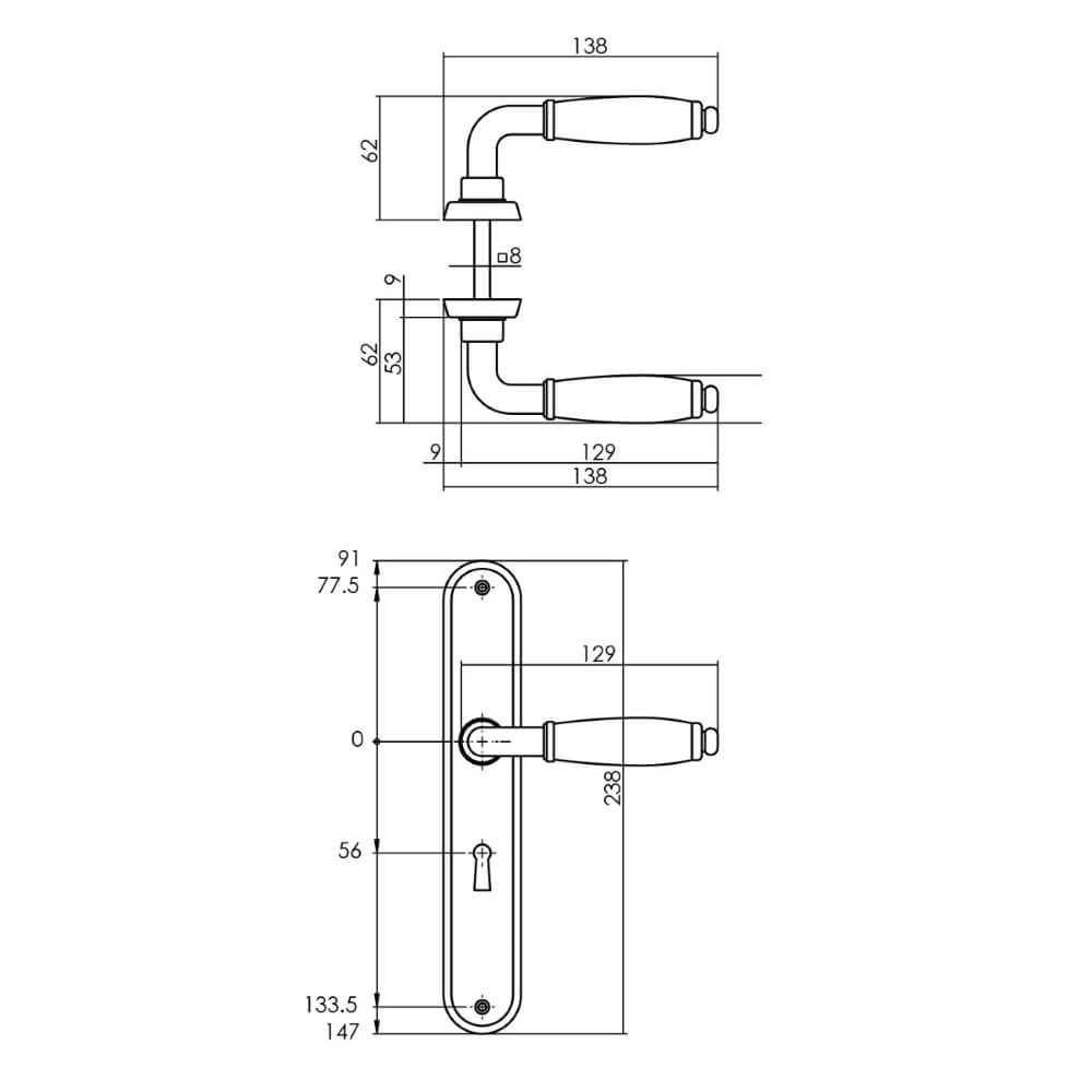 Poignée Courgette Trou de serrure ovale chrome mat Intersteel 8714186489178