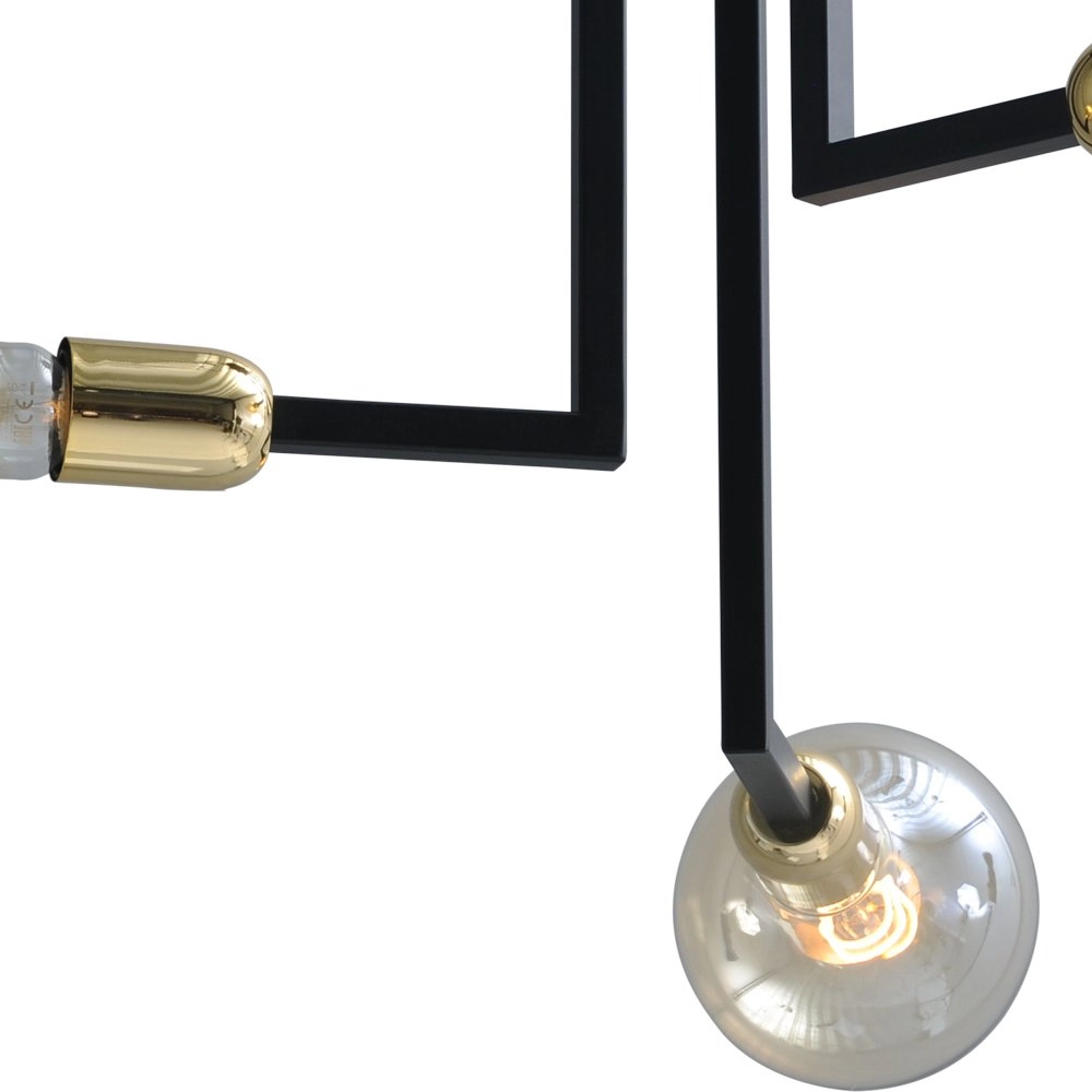 Plafonnier noir Tube 3 lumières avec garnitures dorées Masterlight 8718121188690