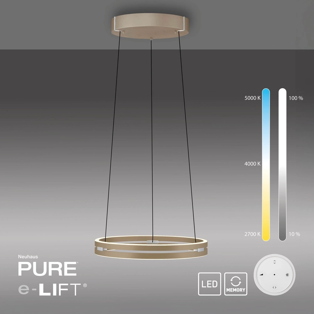 Lampe suspendue de bureau Pure E-Loop bronce - Ø 50 cm Paul Neuhaus 4012248398357