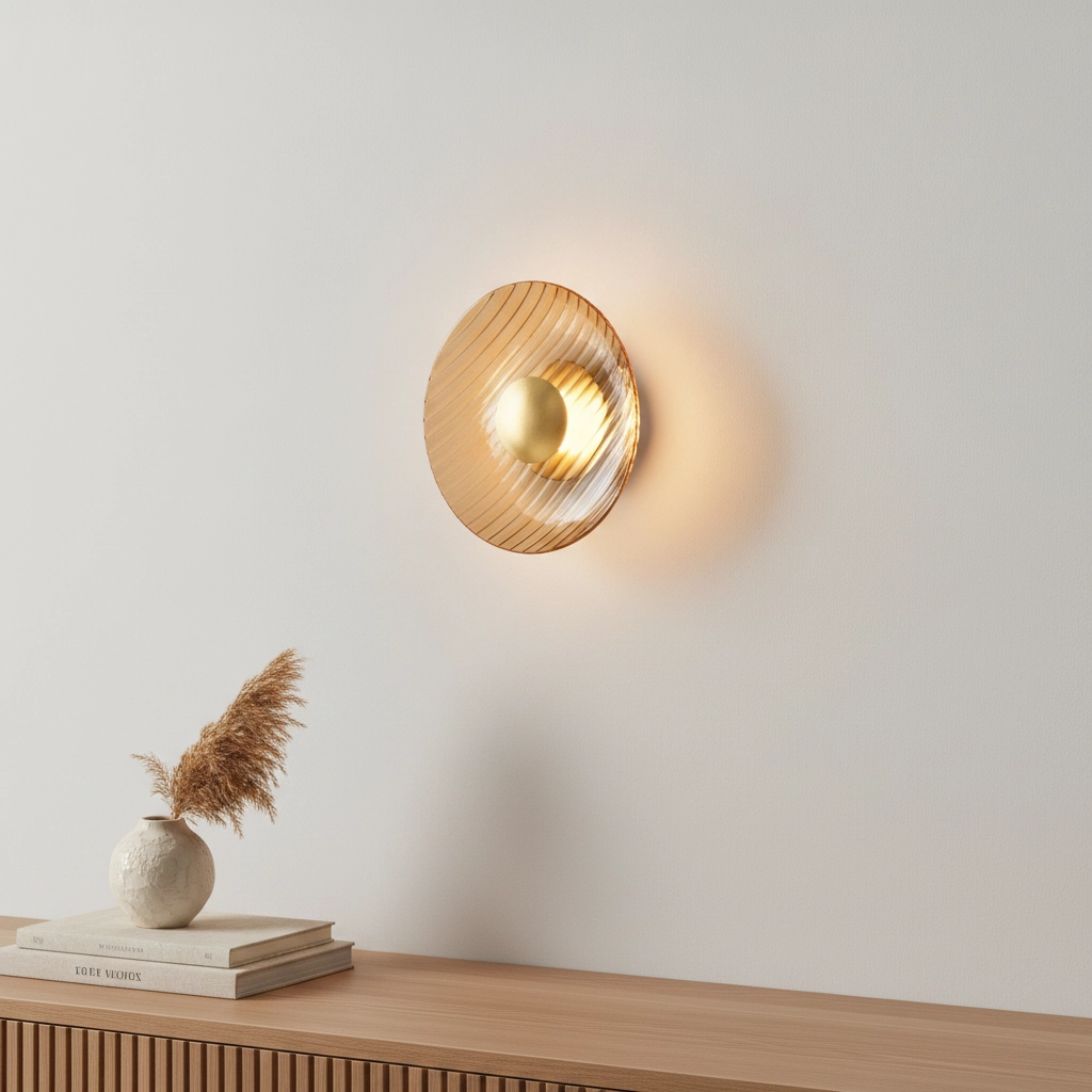 Lampe murale Lavina or avec verre ambré Ø 25cm