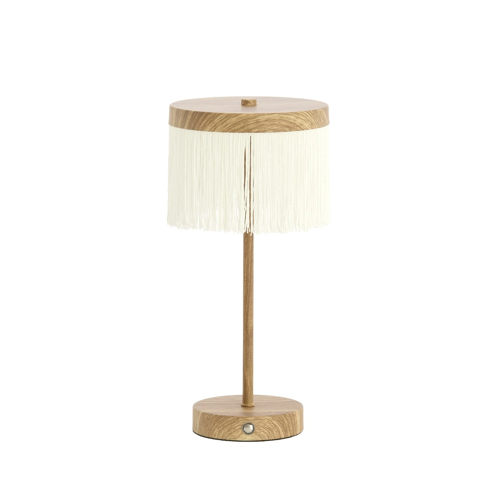 Lampe de table rechargeable Diny Aspect bois avec du blanc