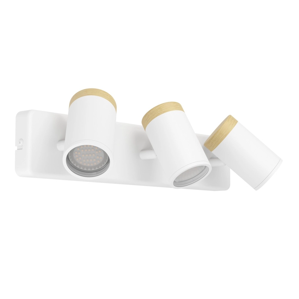 Plafonnier Consuma 3 lumières blanc avec bois