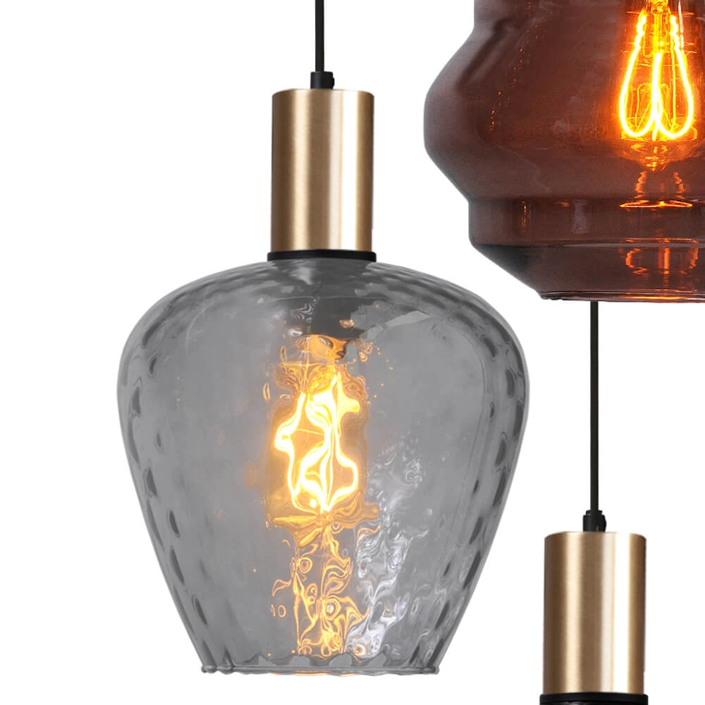 Suspension loft 5 lumières - dorée - Porto avec des lunettes différentes Masterlight 8718121271255